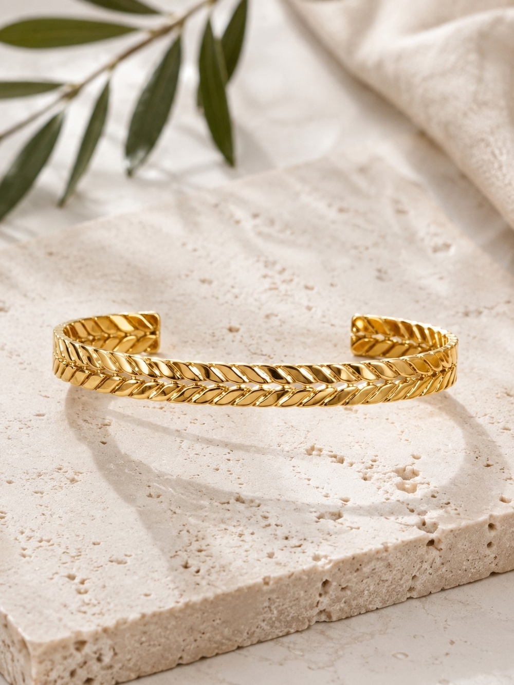 Gold Braided Cuff Bracelet - Women Jewelry